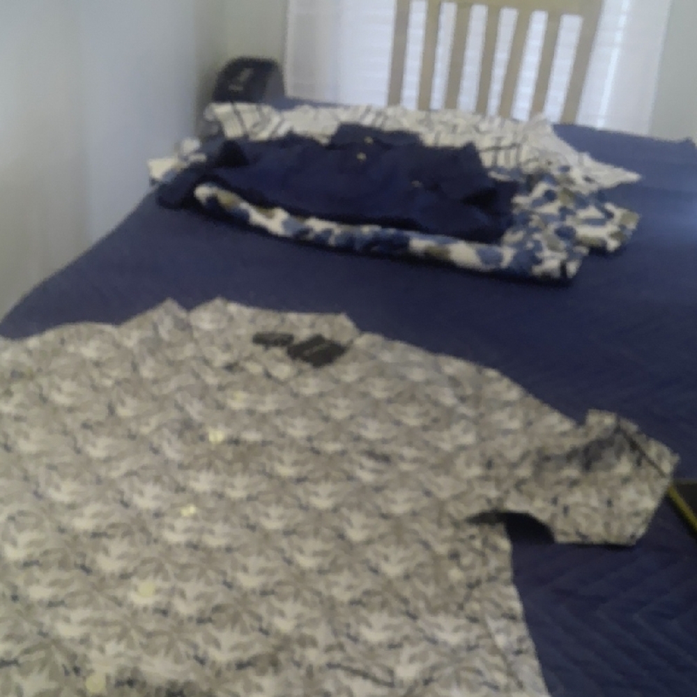 Club Monaco Blue and White Casual Button Down Shirt